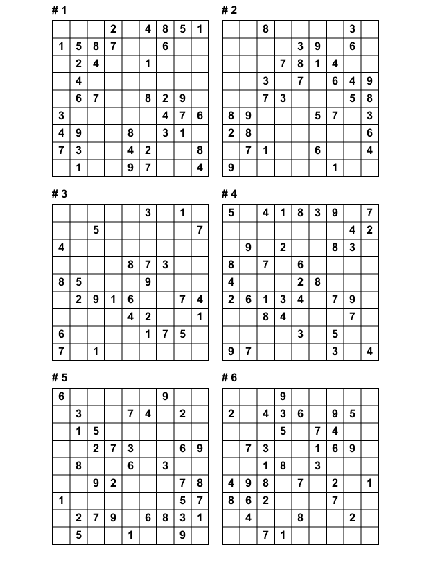Free sudoku printable PDF puzzles for download - Smart Puzzle Books